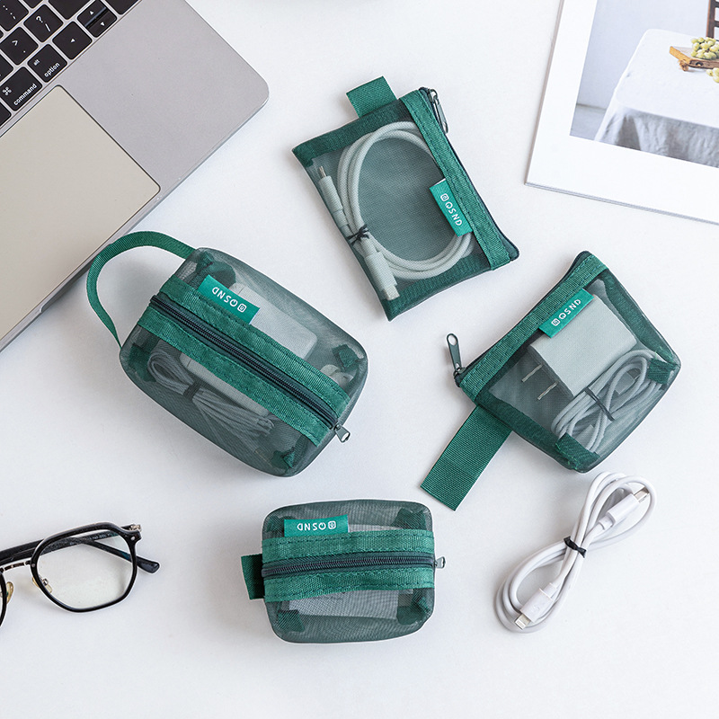 Cable Organizer Travel - Transparent mesh data cable storage bag