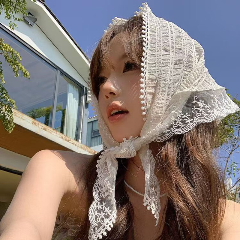 Travel Accessories For Elderly - French Chic Alice White Lace Triangle