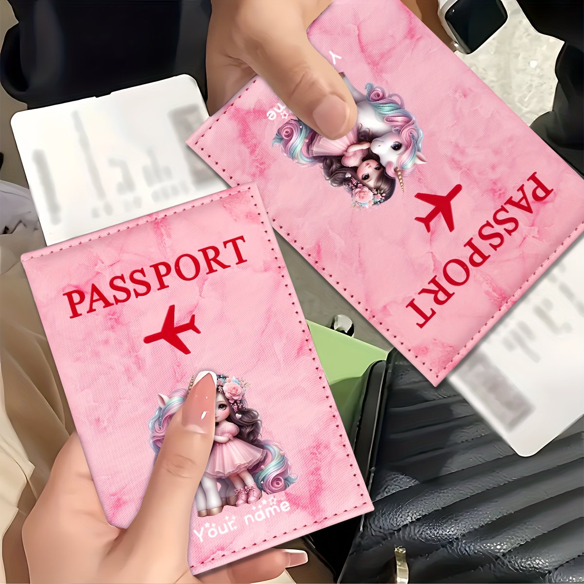 Travel Accessories In Bulk - Unicorn Girl Pattern PU Passport Holder