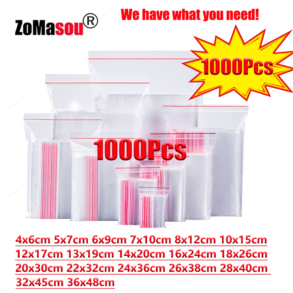 Travel Ziplock Bags - 100-1000Pcs Small Zip Lock Plastic Bags