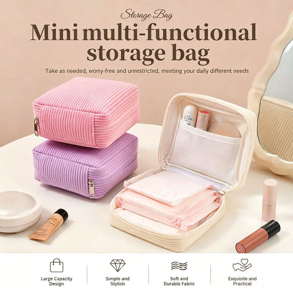 Cable Organizer Travel - Large Capacity Sanitary Pads Bag Cosmetics