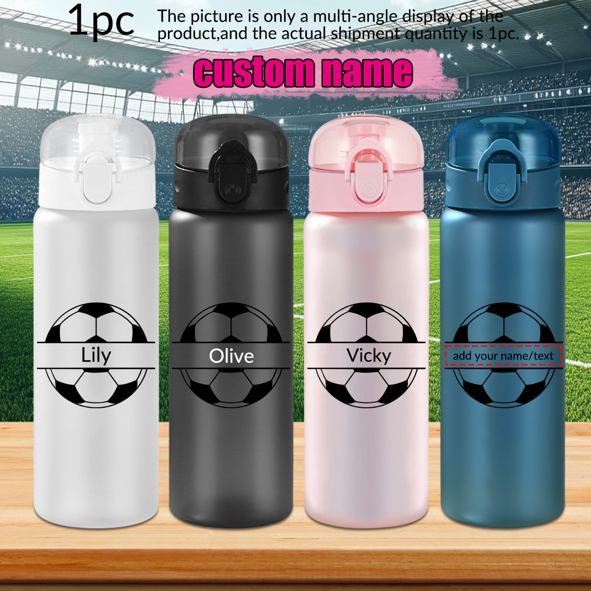 Travel Accessories Bottles - 1pc Customized Sports Water Bottle, Photo&text,