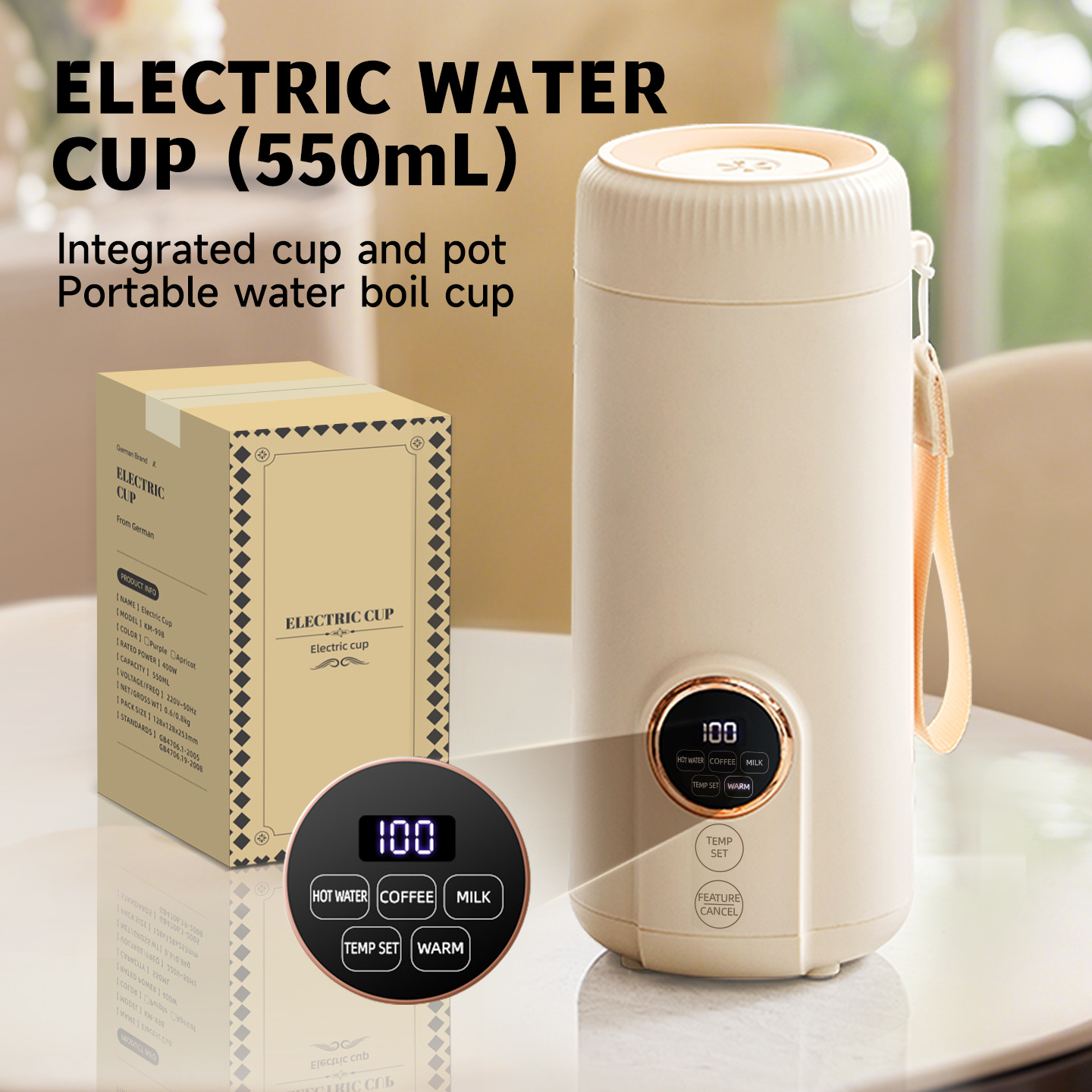 Portable Travel Kettle - New Smart LED Digital Display Electric