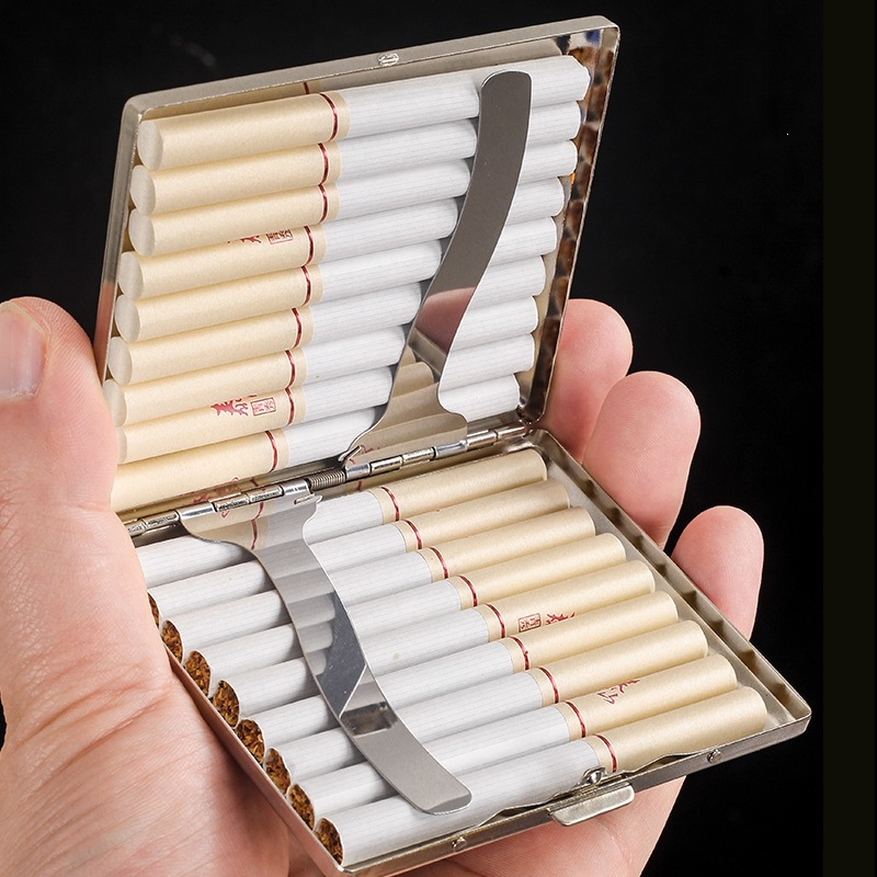 Travel Accessories Us - Portable Metal Cigarette Case Stainless Steel