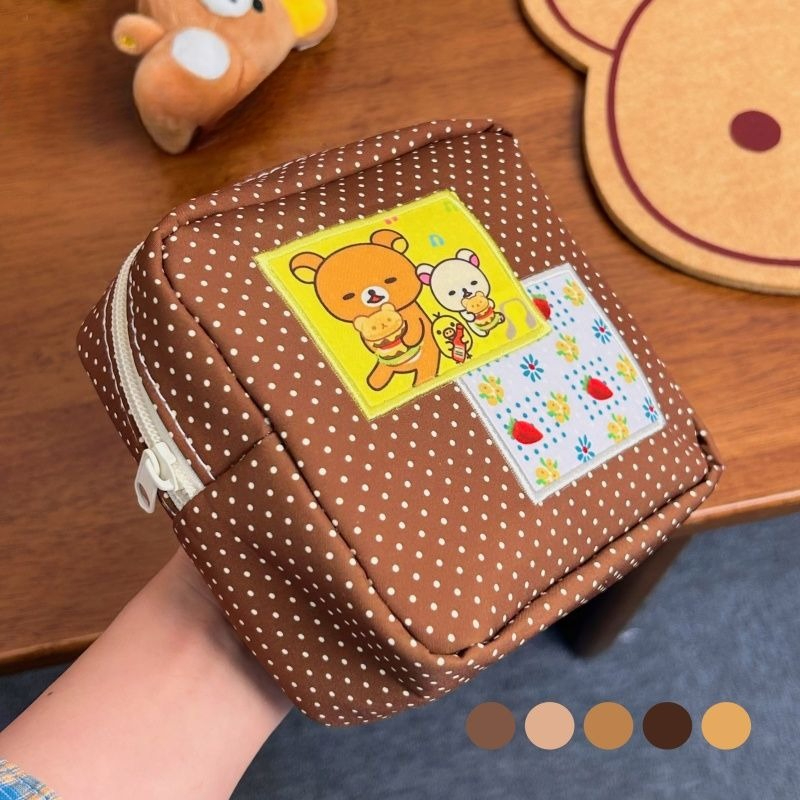 Travel Accessories Cute - Rilakkuma Dot Pattern Makeup Bag Cute