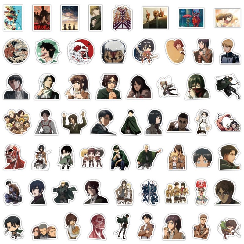 Sticker Luggage Decorative - 60Pcs Attack on Titan Anime Stickers
