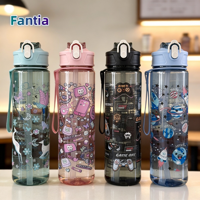 Travel Accessories Bottles - Convenient 750ml Water Bottle Printed Cartoon