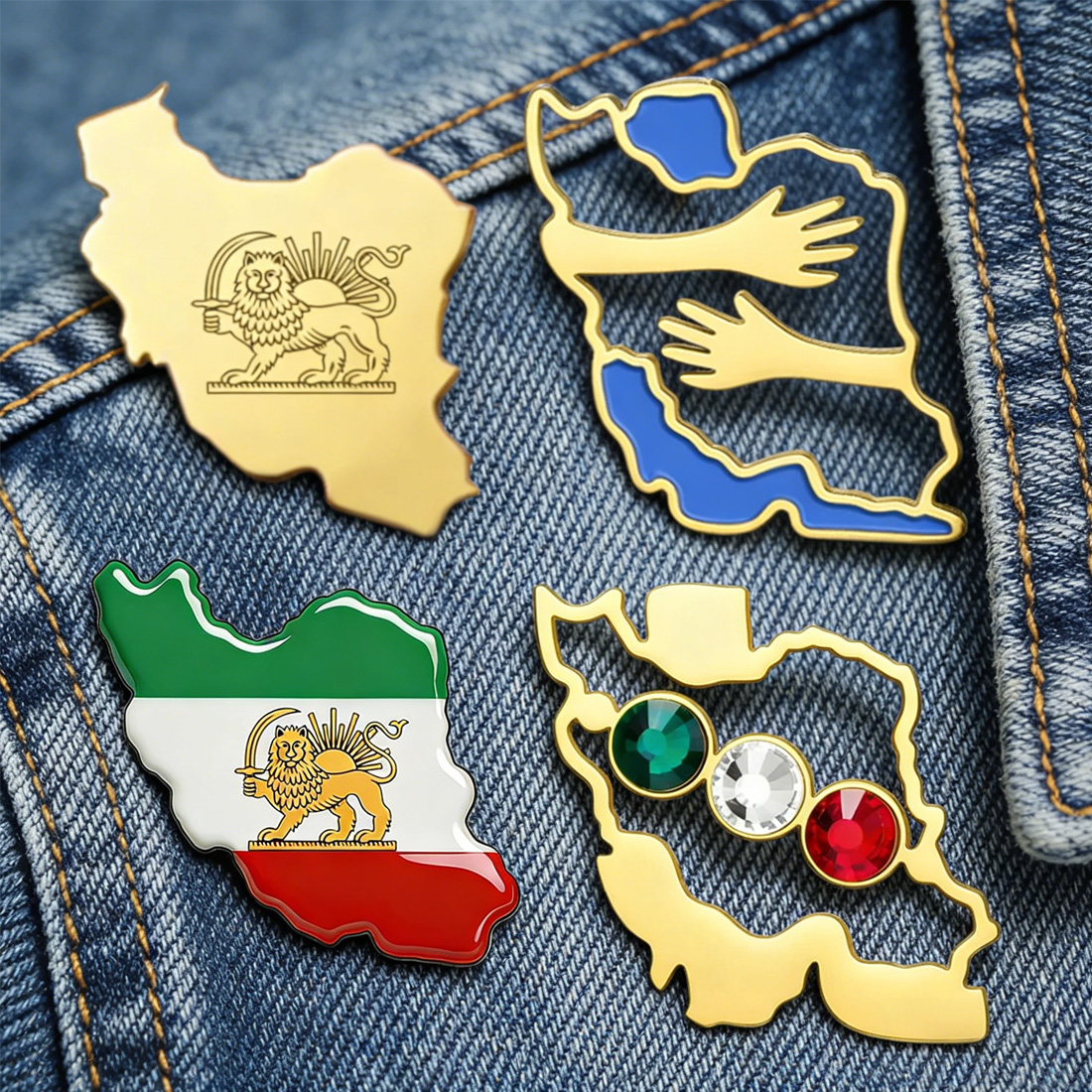 Travel Accessories In Bulk - Dawapara Iran Map Shape Brooch Pins