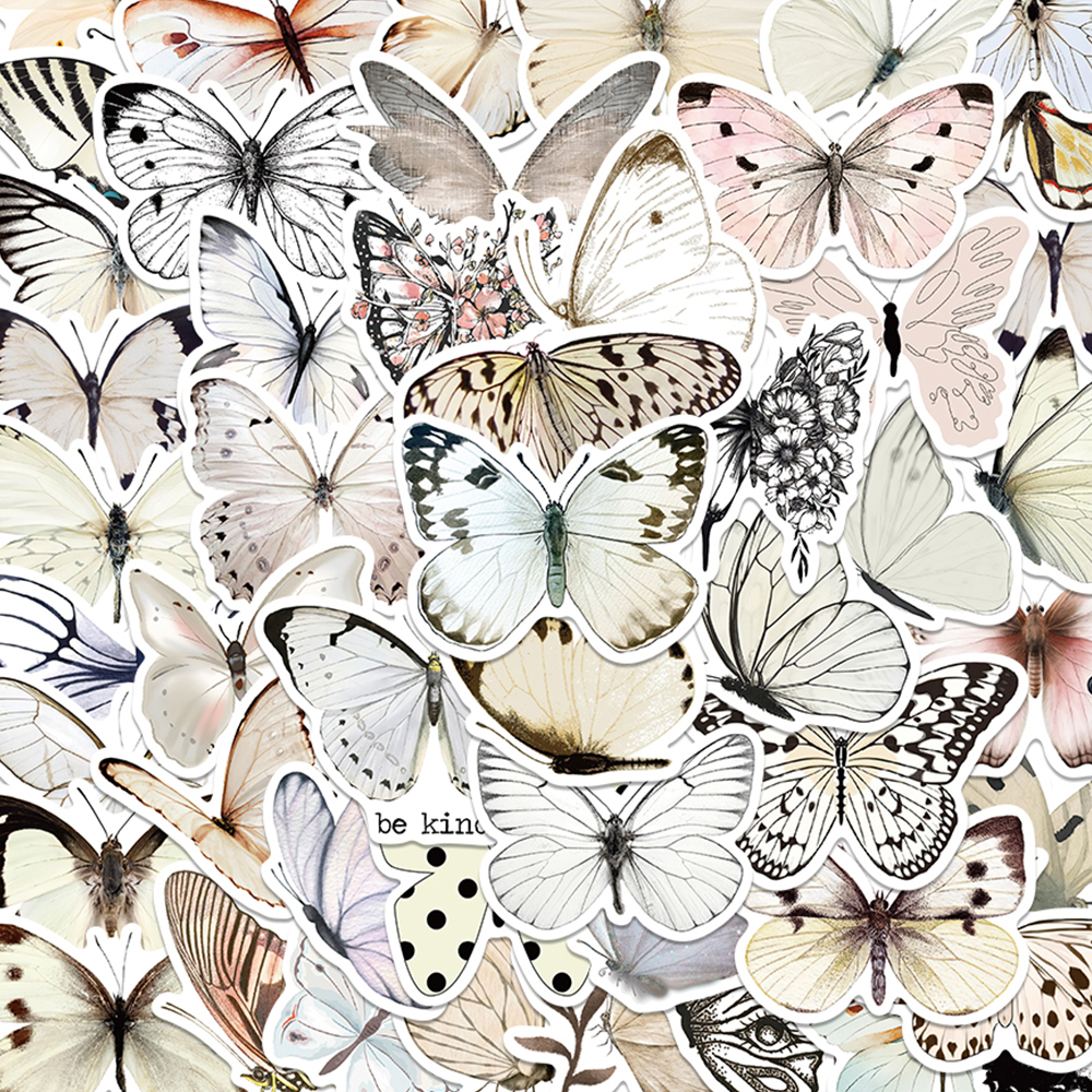 50pcs White Butterfly Sticker  - Sticker Luggage Decorative recension och pris
