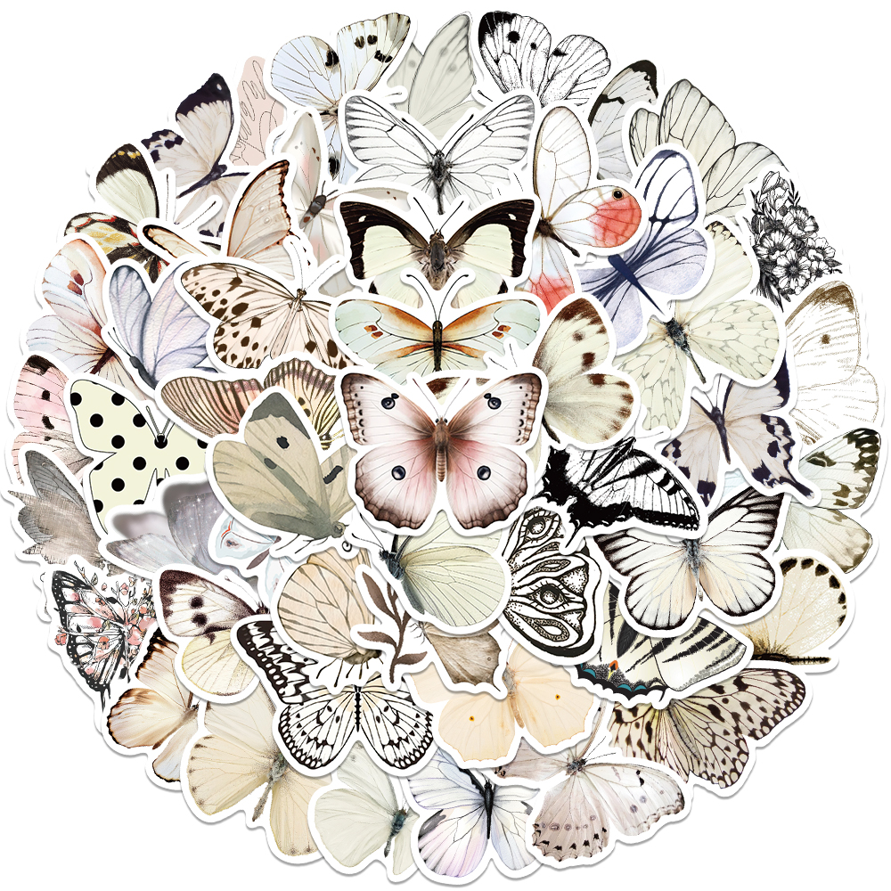 50pcs White Butterfly Sticker  - Sticker Luggage Decorative recension och pris