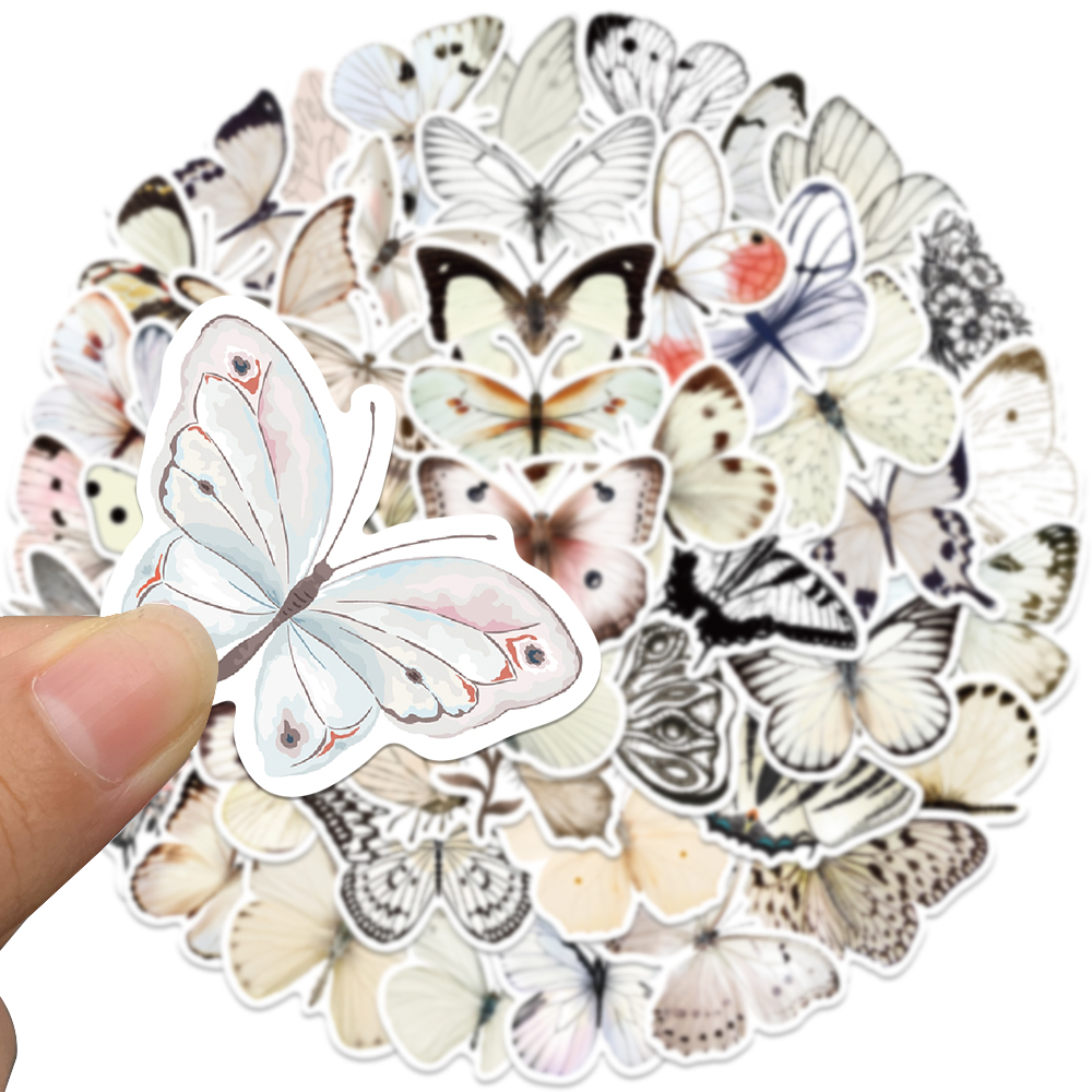 50pcs White Butterfly Sticker  - Sticker Luggage Decorative recension och pris