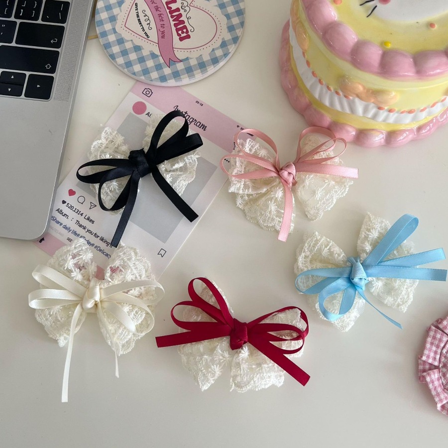 2pcs/set Cute Lace Bow Hair Cl - Travel Accessories In Bulk recension och pris