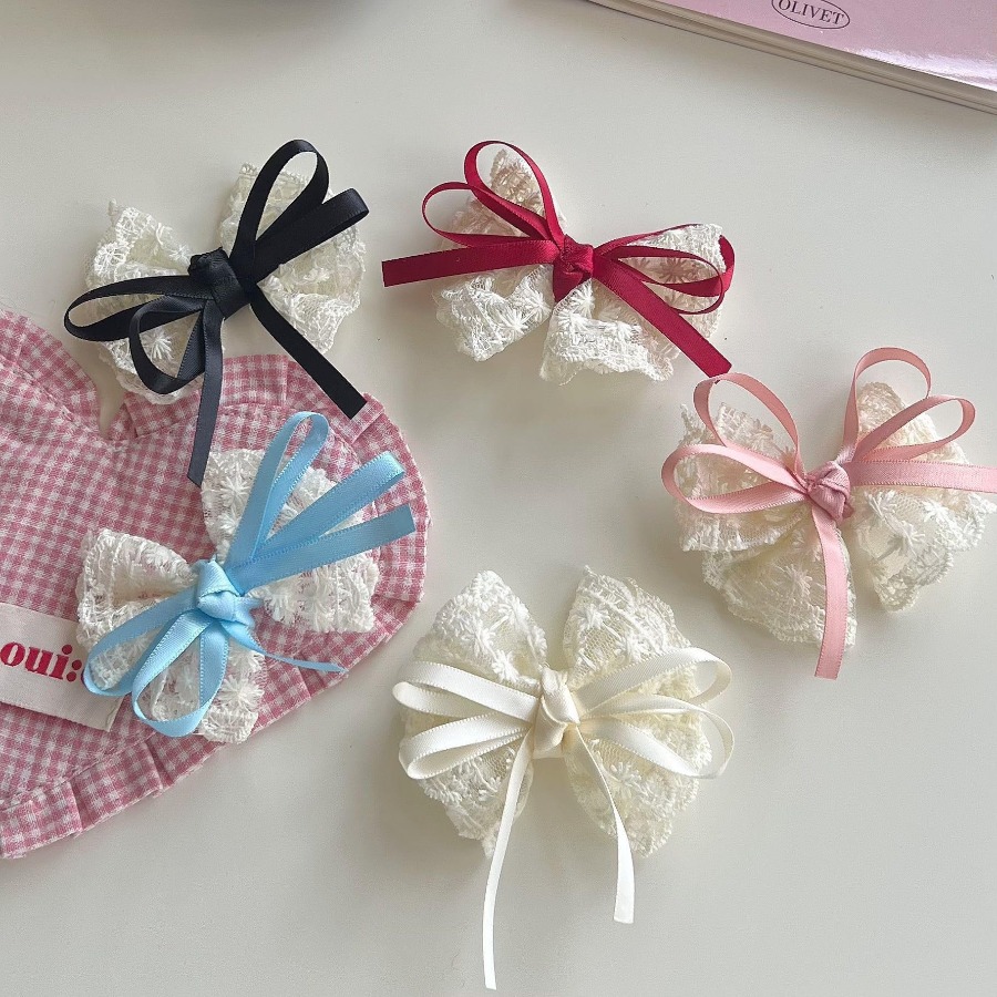2pcs/set Cute Lace Bow Hair Cl - Travel Accessories In Bulk recension och pris