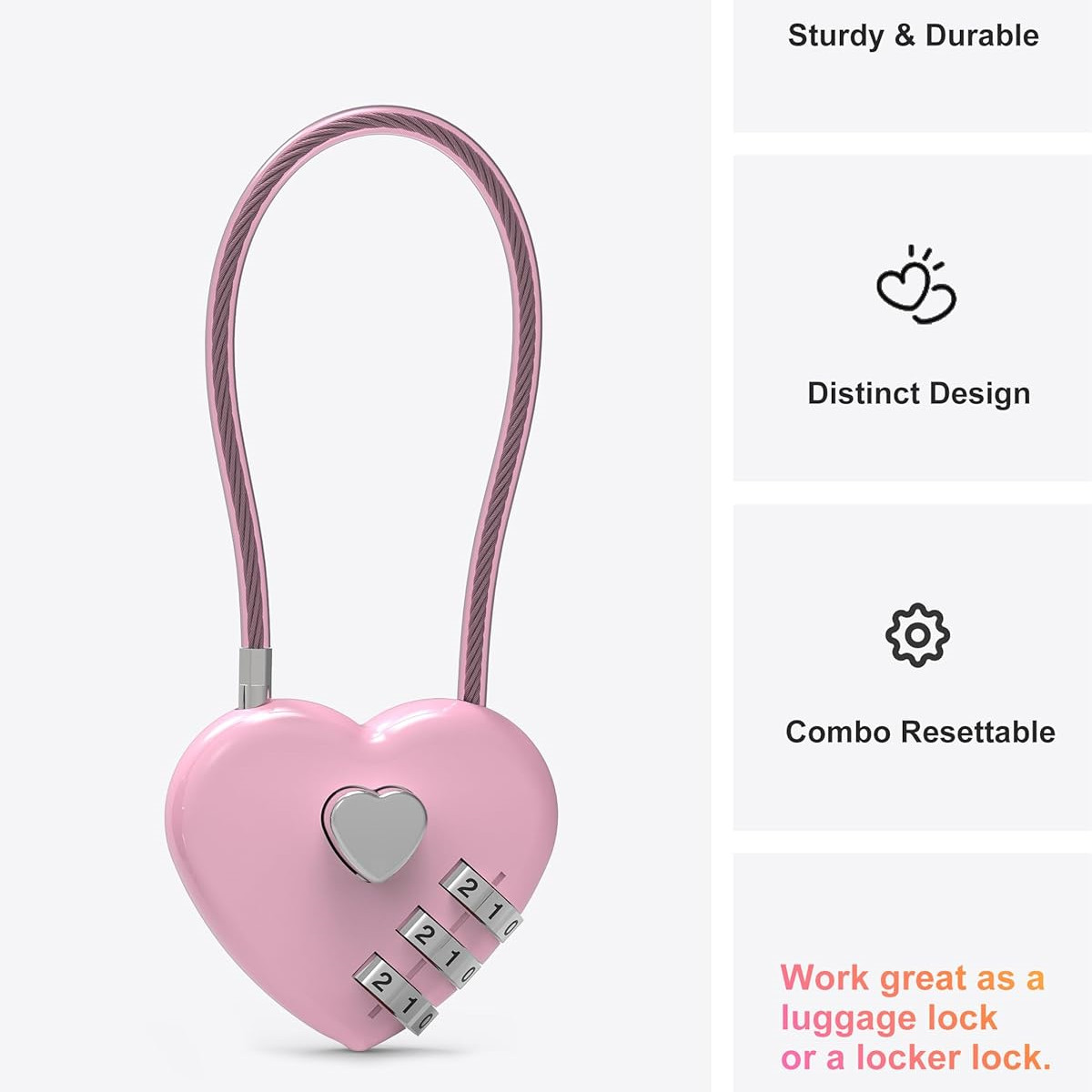 Pink Heart-Shaped 3-Digit Comb - Travel Accessories Cute recension och pris