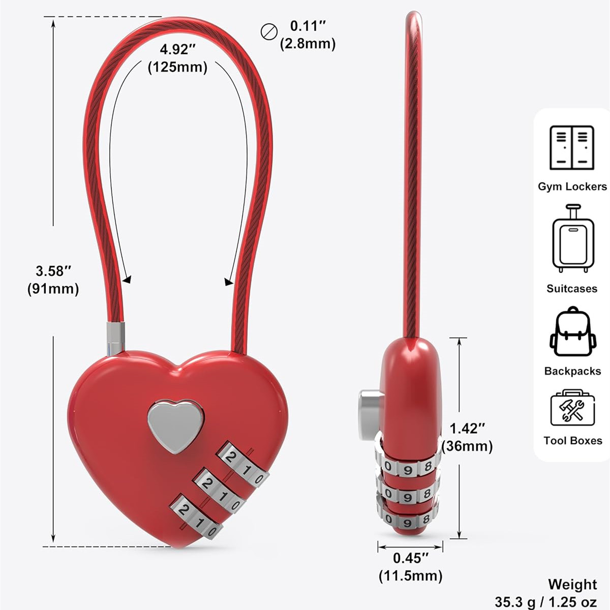 Pink Heart-Shaped 3-Digit Comb - Travel Accessories Cute recension och pris
