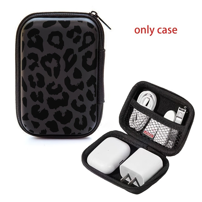Black Leopard Print EVA Hard S - Cable Organizer Travel recension och pris