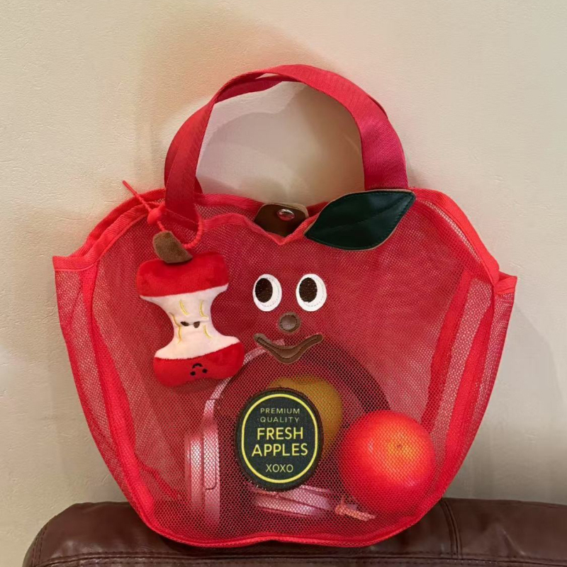 Cute Apple Mesh Handbag Niche  - Travel Accessories Toiletry Bag recension och pris