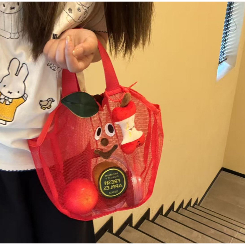 Cute Apple Mesh Handbag Niche  - Travel Accessories Toiletry Bag recension och pris