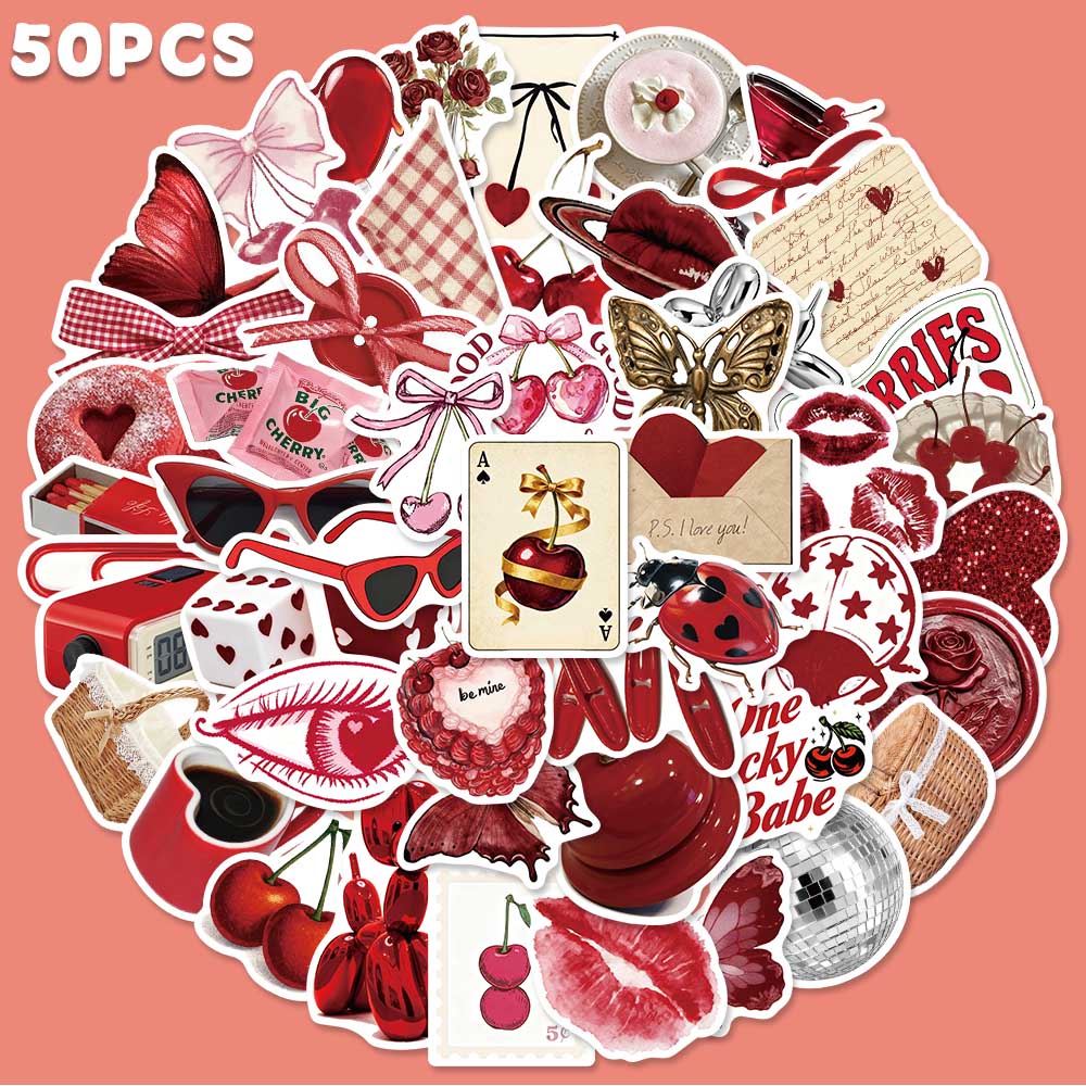 50pcs Cherry Coloured Graffiti - Sticker Luggage Decorative recension och pris