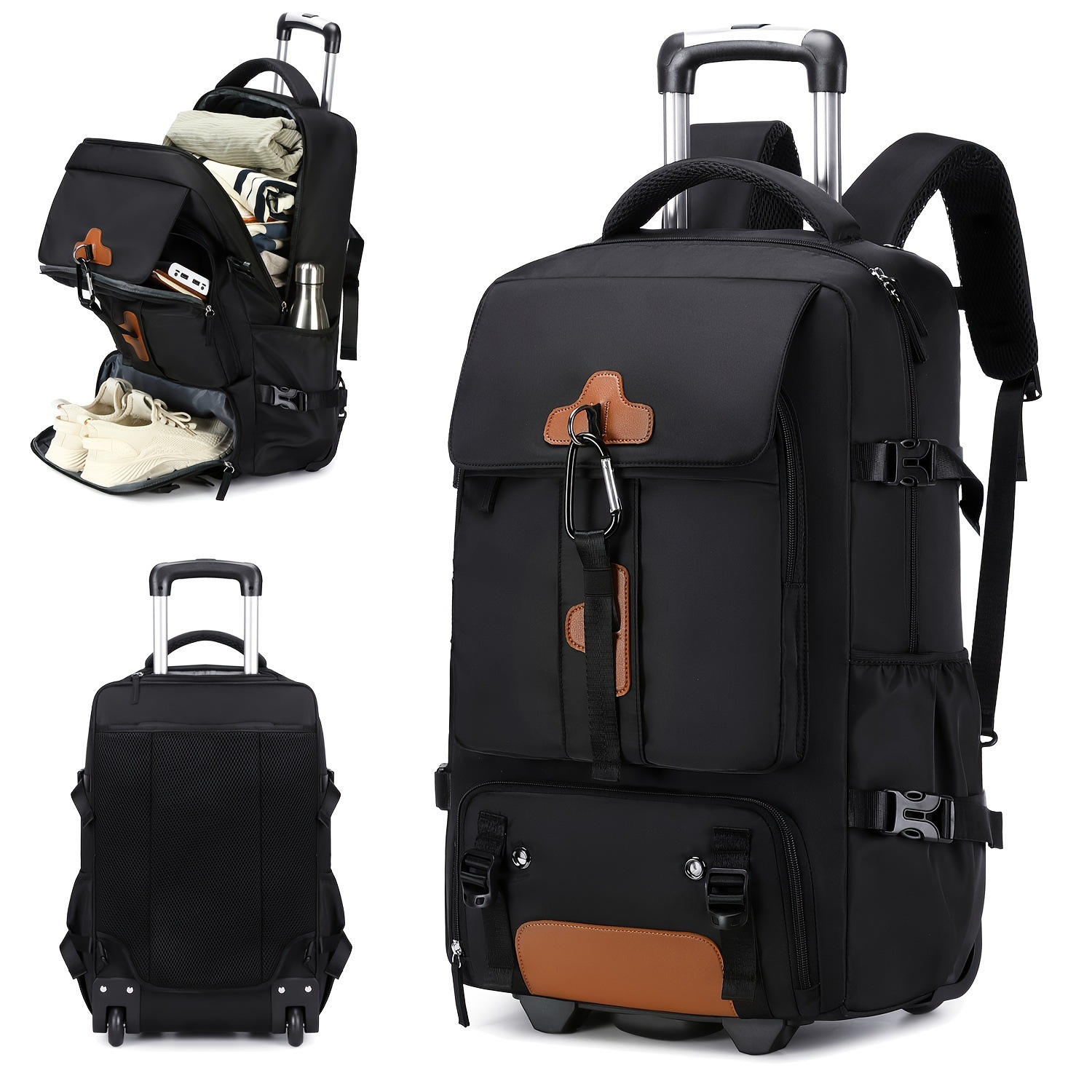 Rolling Backpack Large Capacit - Travel Accessories Bag For Men recension och pris
