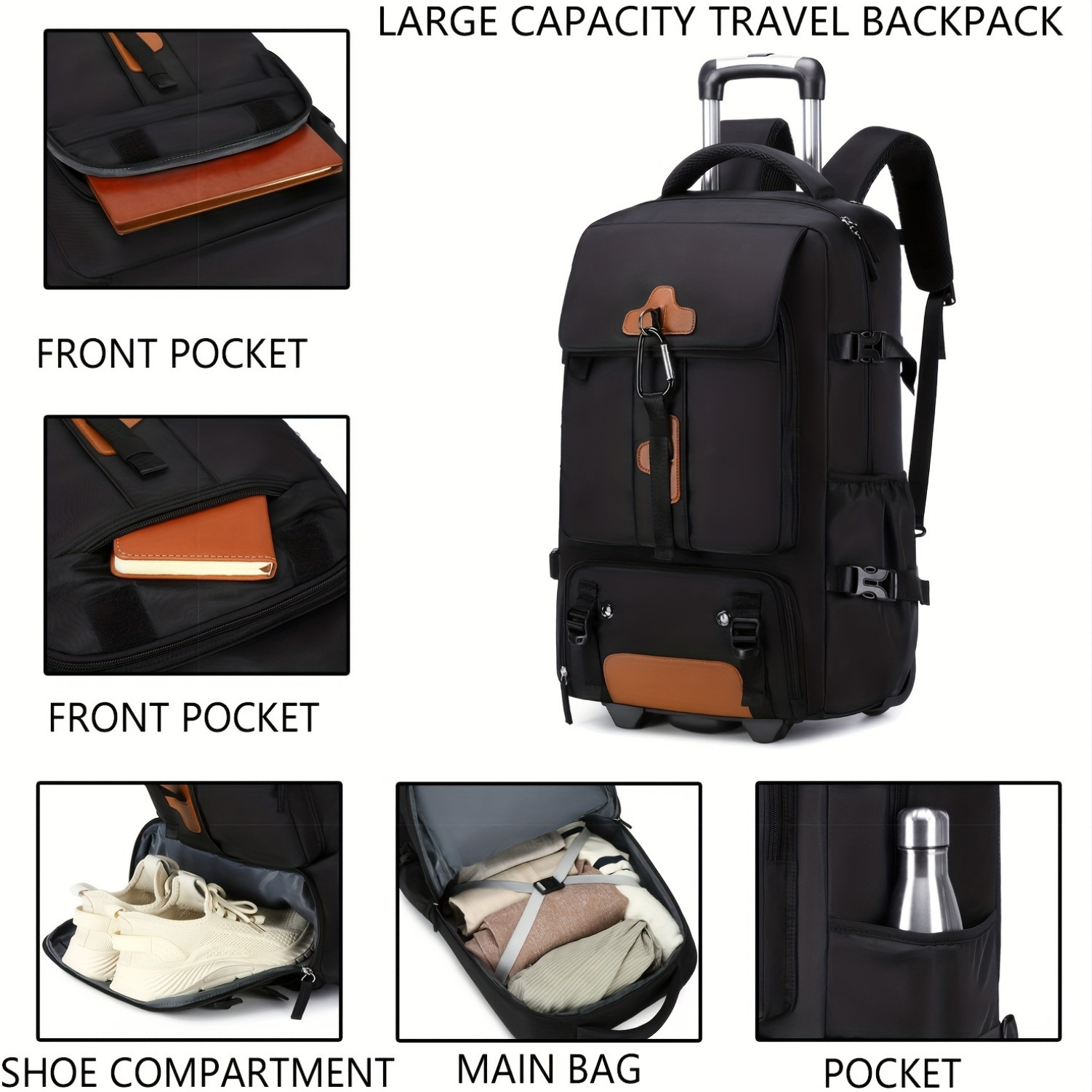 Rolling Backpack Large Capacit - Travel Accessories Bag For Men recension och pris