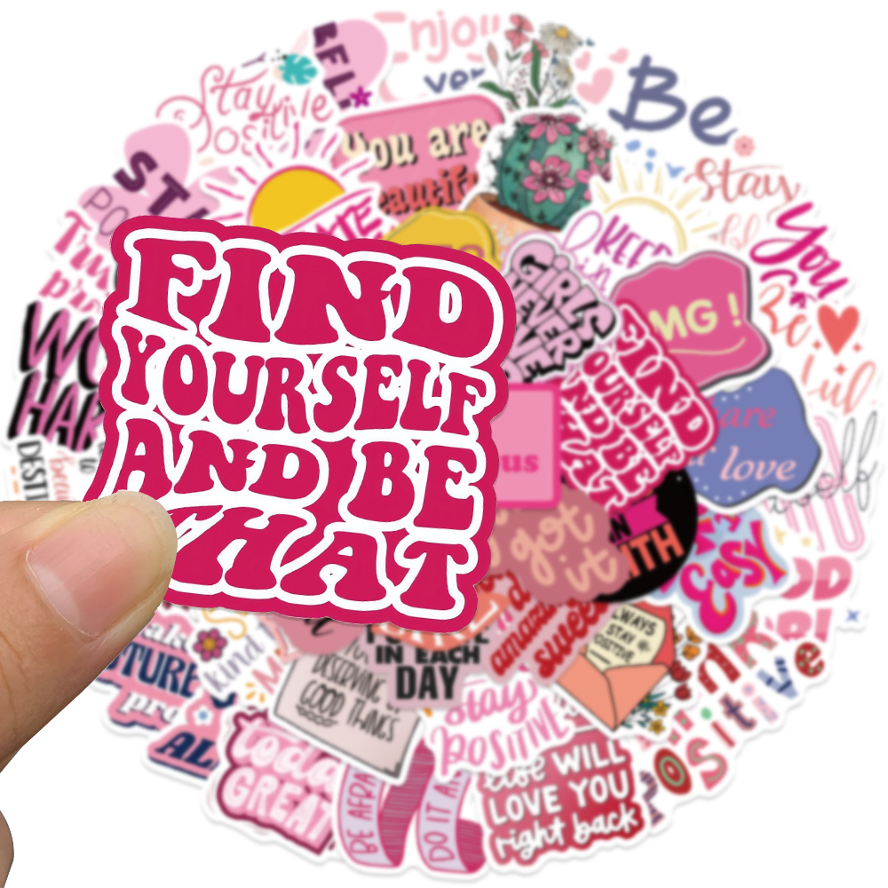 50pcs Pink Inspirational Phras - Sticker Luggage Decorative recension och pris