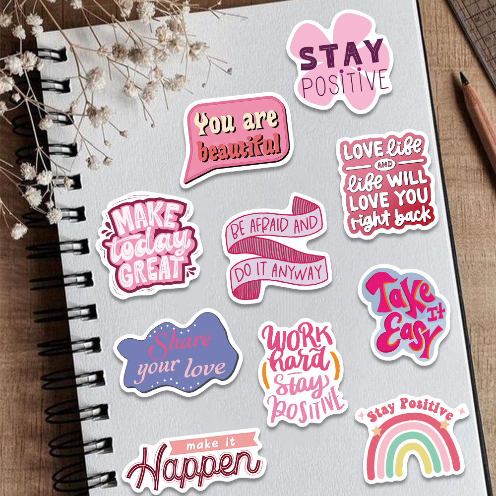 50pcs Pink Inspirational Phras - Sticker Luggage Decorative recension och pris