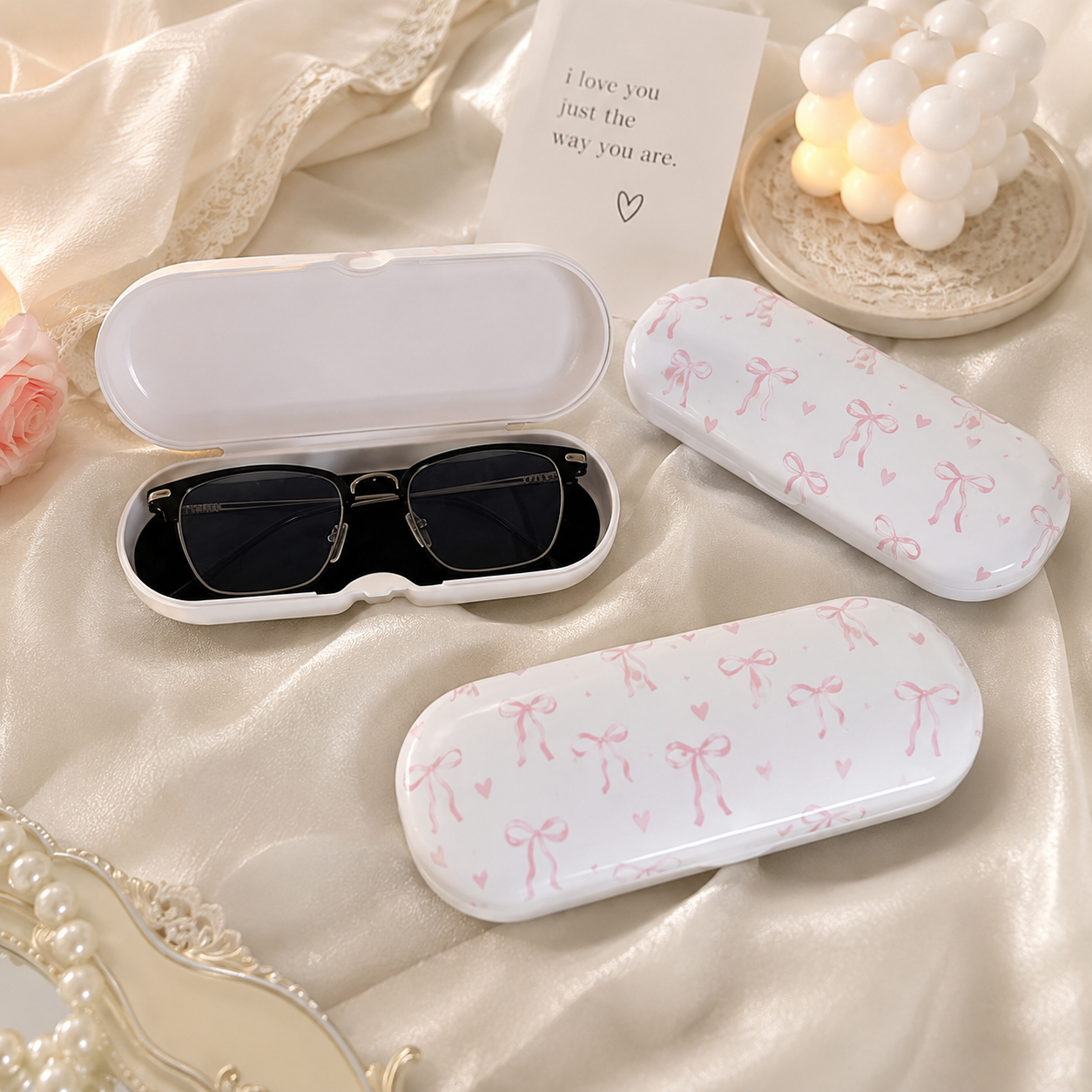 Cute Pink Bow Hard Eyeglasses  - Travel Accessories Cute recension och pris