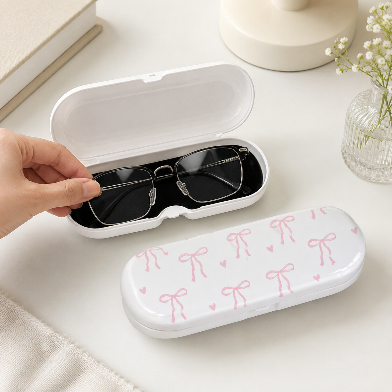 Cute Pink Bow Hard Eyeglasses  - Travel Accessories Cute recension och pris