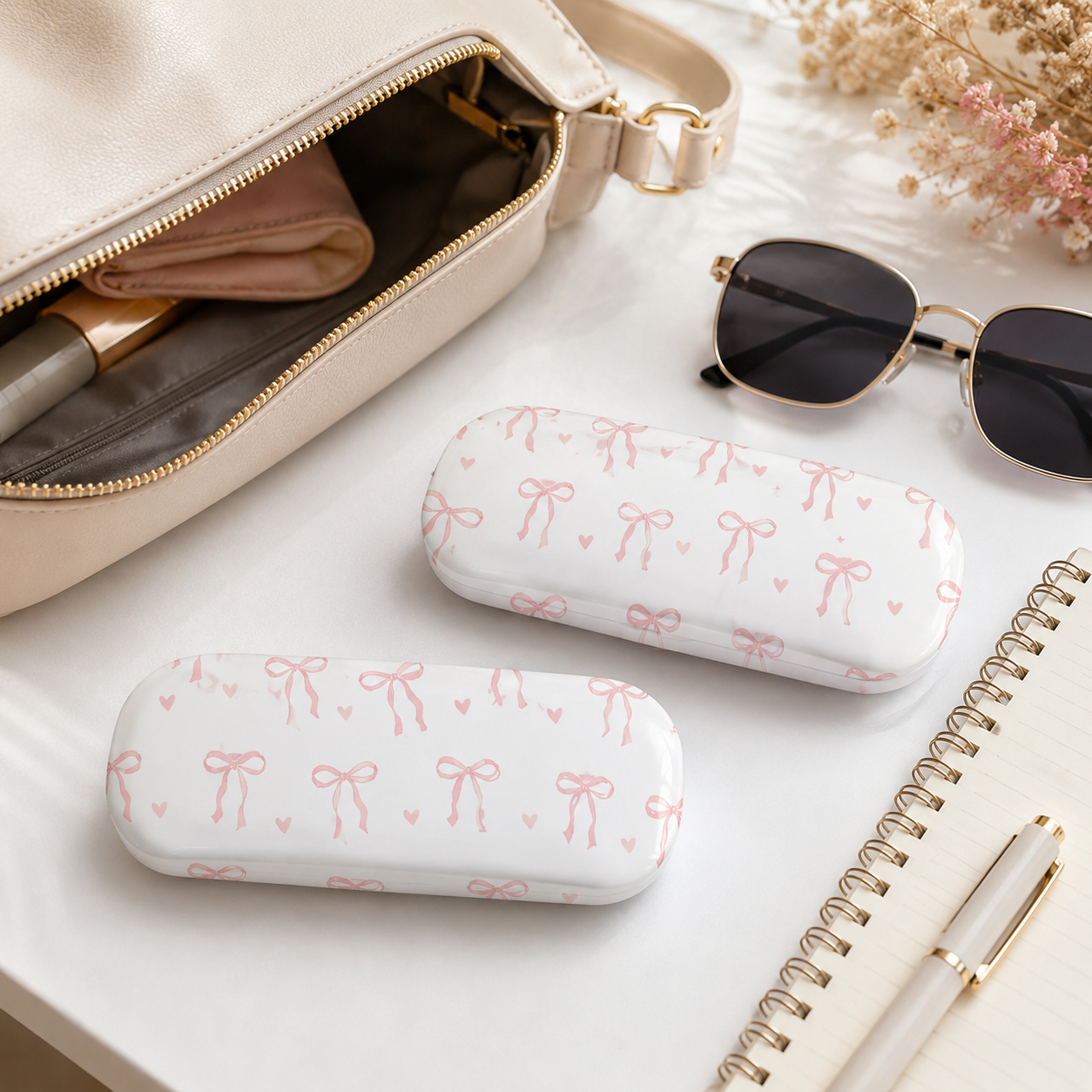 Cute Pink Bow Hard Eyeglasses  - Travel Accessories Cute recension och pris
