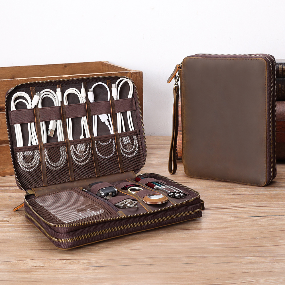 Full Grain Leather Travel Cabl - Cable Organizer Travel recension och pris